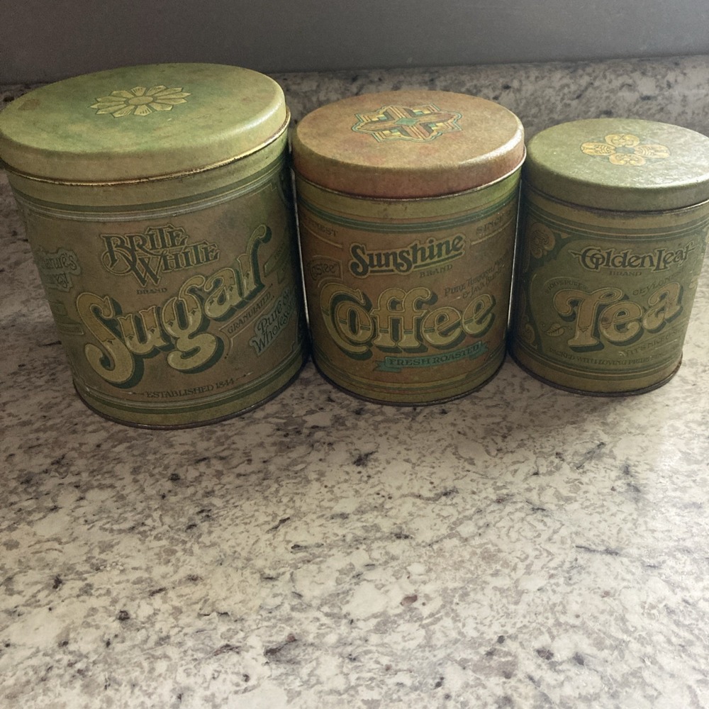 Vintage Ballonoff Canister Set 3 Piece Sugar Coffee Tea Kitsch Cottagecore
